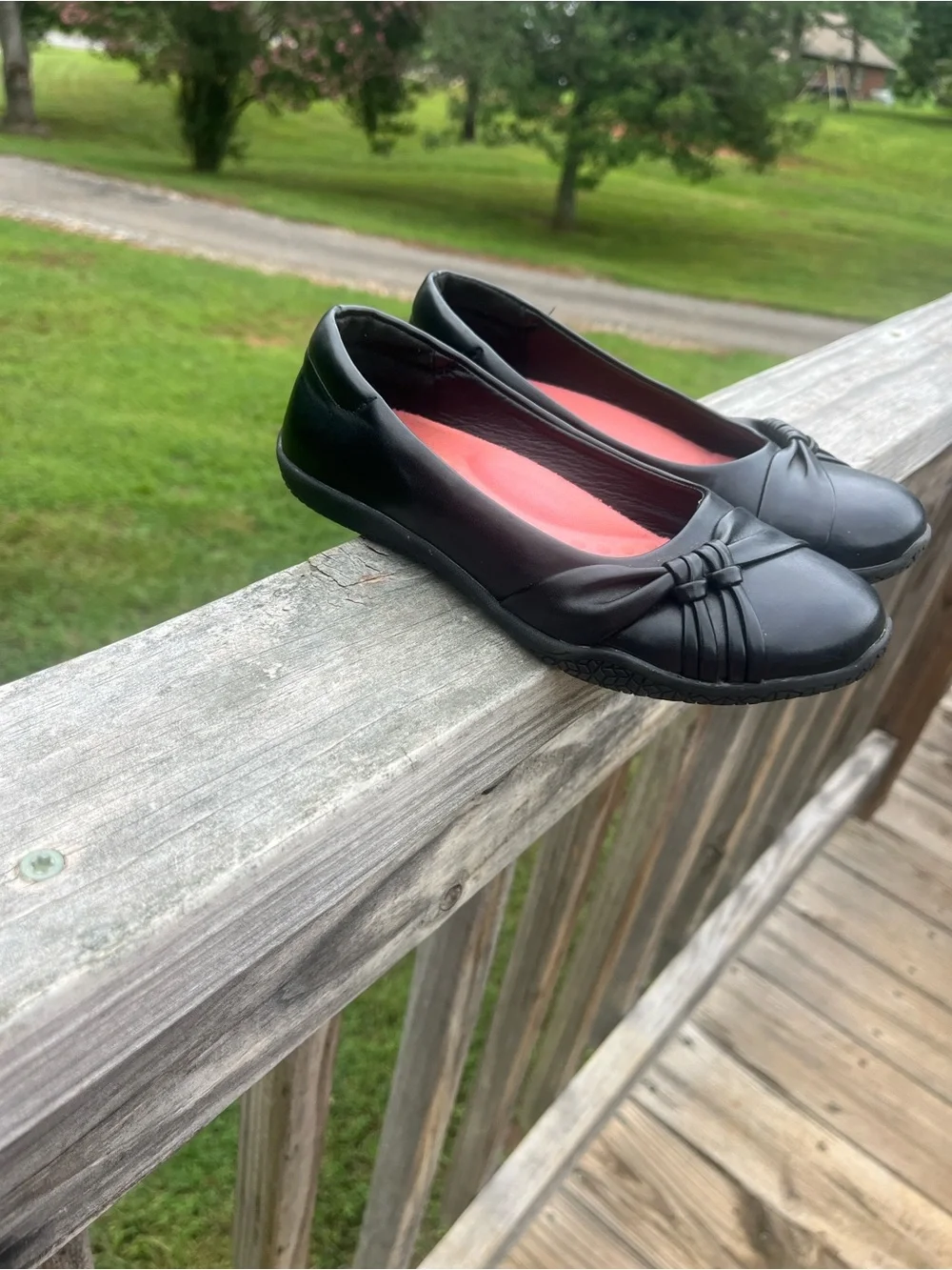 Girls' Black Dress Flats with Pink Insole